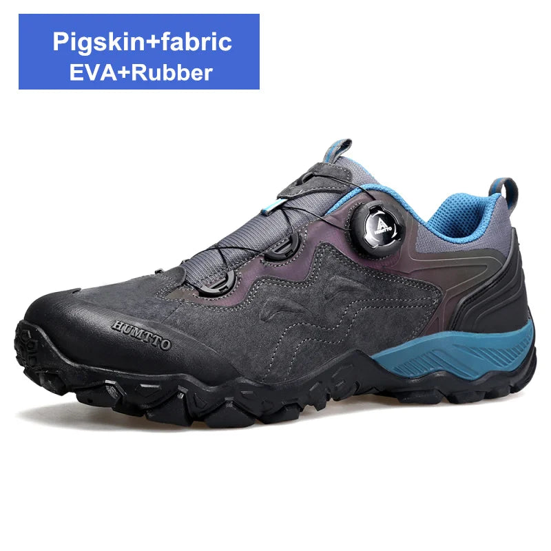 HUMTTO Leather Sneakers for Men Luxury Designer Hiking Boots Outdoor Climbing Trekking Mens Shoes Sports Safety Work Man Shoe