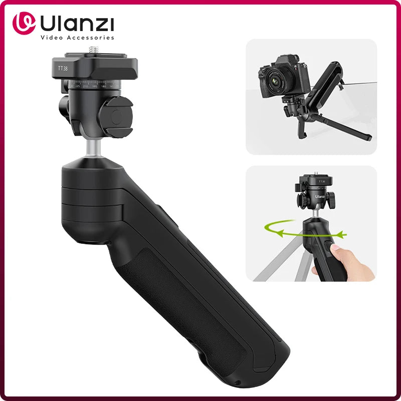 ជើងកាមេរ៉ា Ulanzi VlogPod TT38 ជាមួយបន្ទះបញ្ចេញរហ័ស ដៃកាន់កាមេរ៉ា DSLR ជើងកាមេរ៉ាតុ សម្រាប់ការផ្សាយផ្ទាល់បន្ទាប់ពីការថត Selfie Vlog