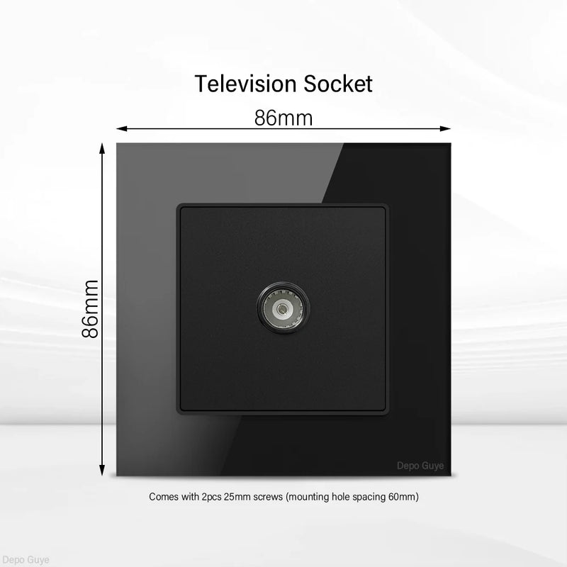 UK Black USB Type-C 18W Fast Charging Socket Universal Tempered Glass  Double 5-pin Power Plug,Home Electrical Wall Light Switch