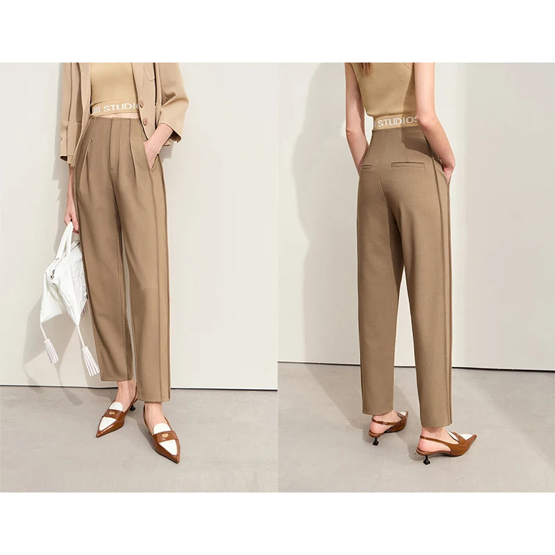 ខោ Amii Minimalism 2024 សម្រាប់ស្ត្រីរដូវស្លឹកឈើជ្រុះថ្មីដែលធ្វើដំណើរជាមូលដ្ឋាន ខោវែងកជើង ខោស្ពៃក្តោប 12443057