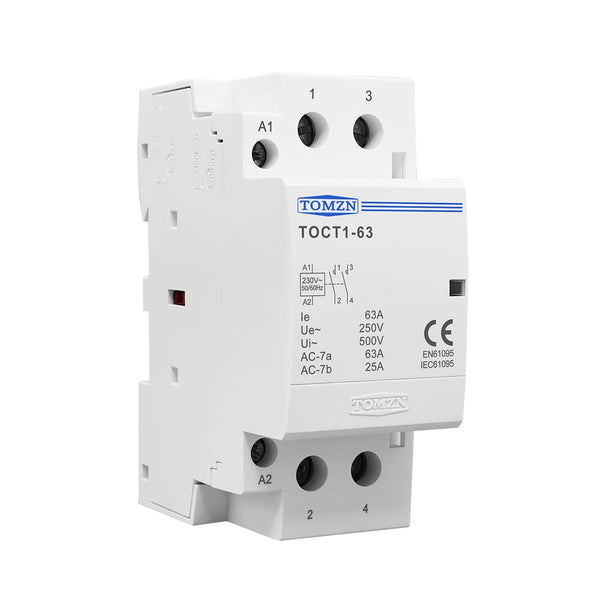 TOMZN TOCT1 2P 63A 220V/230V 50/60Hz Din Rail Household AC Modular Contactor 2NO or 2NC or 1NO 1NC