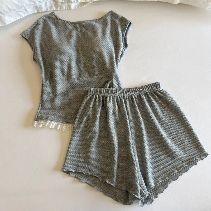 Cotton Pajamas Woman Nightwear New Summer Thin Sleeveless Chest Pads Loungewear Two-piece Set Casual Pyjama Women's Sleepwear