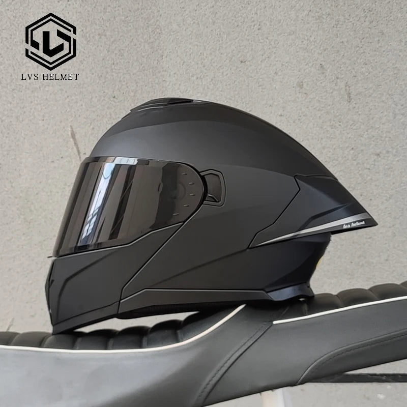 Modular Flip Up Motorcycle Helmet Dual Visor Big Rear Spoiler DOT Approved Full Face Motorbike Racing Safety Helmet Casco Moto