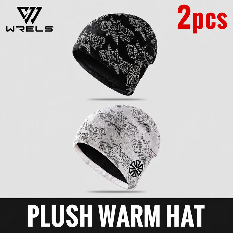 WRELS Cycling Cap Thermal Fleece Lined Ski Hat Windproof Warm Running Motorcycle Outdoor Sports Anti-Cold Skull Beanie Hat