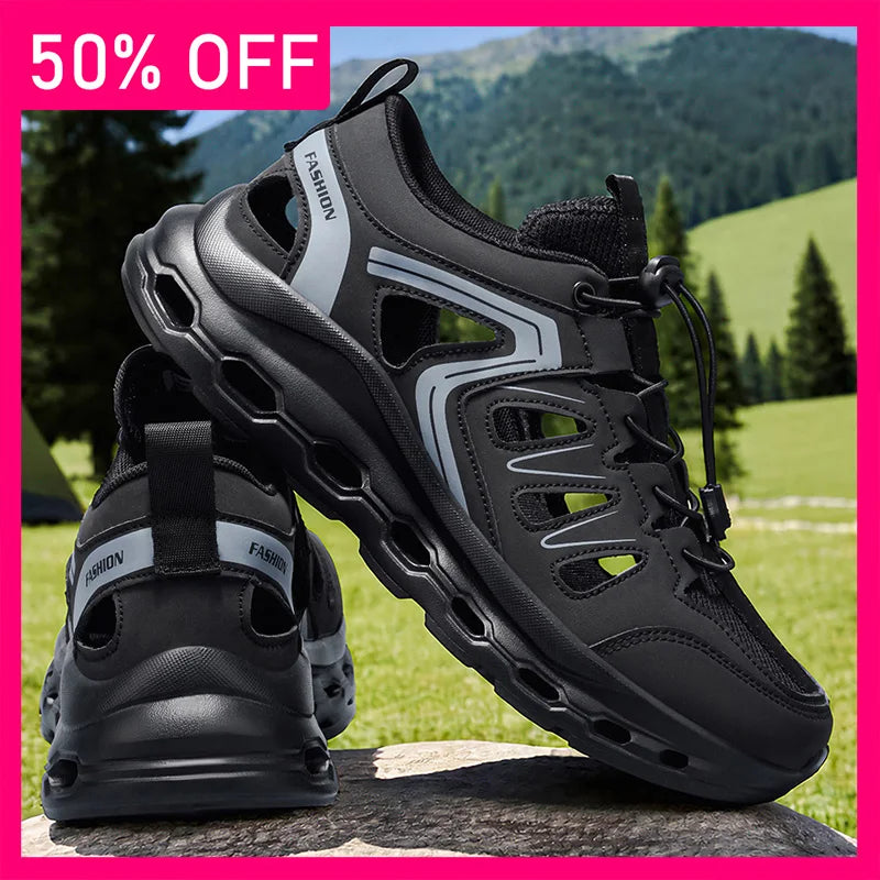 Unisex Sports Shoes Summer Soft Sole Rebound Cushioning Anti Slip Trendy Hollowed Out Mesh Wide Last Outdoor Running Shoes