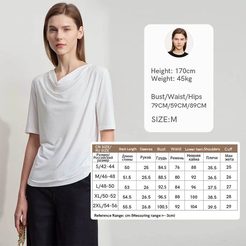 អាវយឺត Amii Minimalist សម្រាប់ស្ត្រី កអាវប៉ាក់ ដៃខ្លី ប៉ាក់ដោយក្រណាត់យឺត អាវប៉ាក់ច្រើនមុខងារ 12542061
