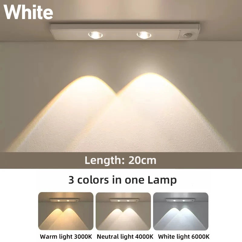 20-50CM LED Kitchen Under Cabinet Light Motion Sensor LED Lamp Ultra Thin USB Rechargeable Night Light Wardrobe Indoor Lighting