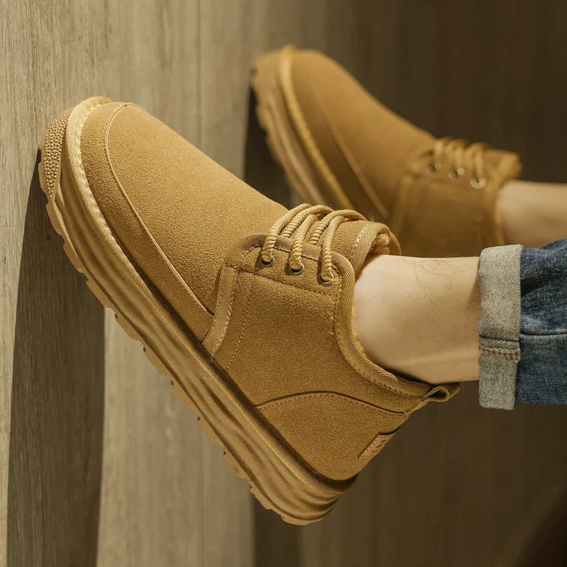 Men's casual snow boots winter warm and velvet cotton boots fashion soft-sole light non-slip comfort outdoor walking work boots