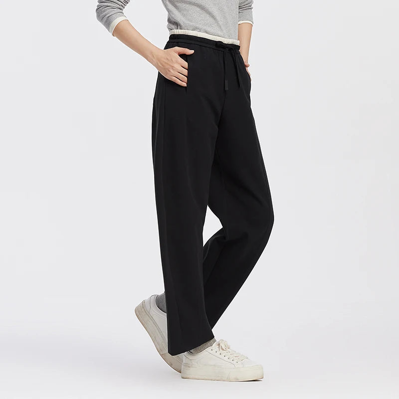 Semir Women Loose Pants Contrast Curved Barrel Leg Loose Sport Style Casual Autumn Trousers Urban Daily Wear 2026