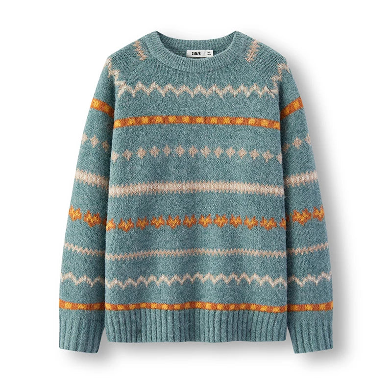 Semir Knitted Sweater Men Winter Iridescent Yarn Fair Isle Jacquard 2025 New Couple Retro Pullover Sweater Men'S Clothing