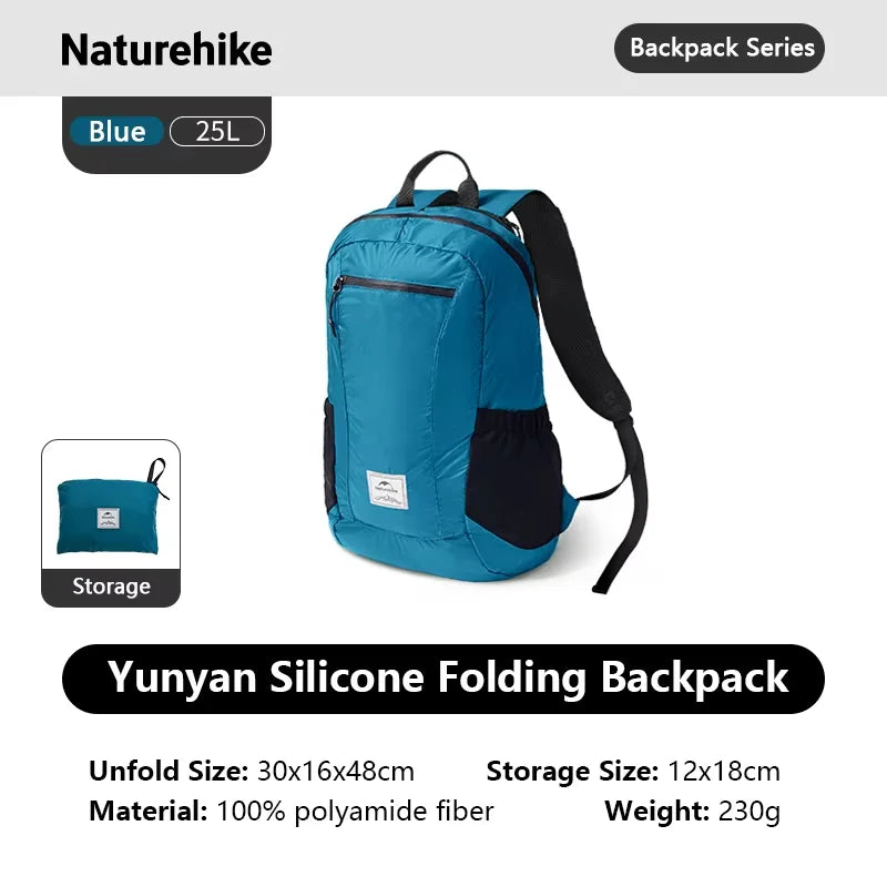 Naturehike 18L 22L 25L 30L Silicone Folding Backpack Lightweight Portable Waterproof Outdoor Camping Hiking Shoulder Skin Bag