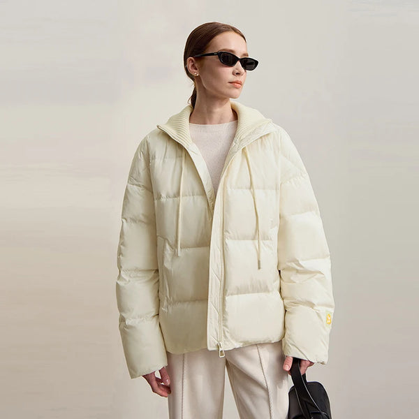 Amii Down Coats 2025 Winter New Casual Solid Versatile Turtleneck Down Jacket For Woman Long Sleeve Loose Warm Long Top 12514001
