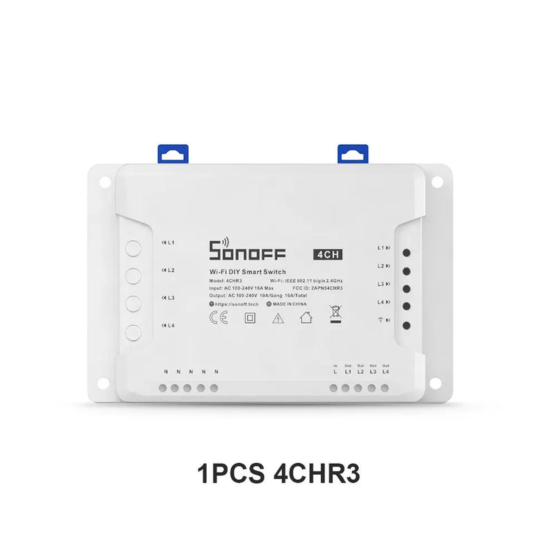 Sonoff 4CHR3 Smart Wifi Switch 4 Gang Smart Home Remote Control Light Switch Works with Alexa Google Home eWeLink APP