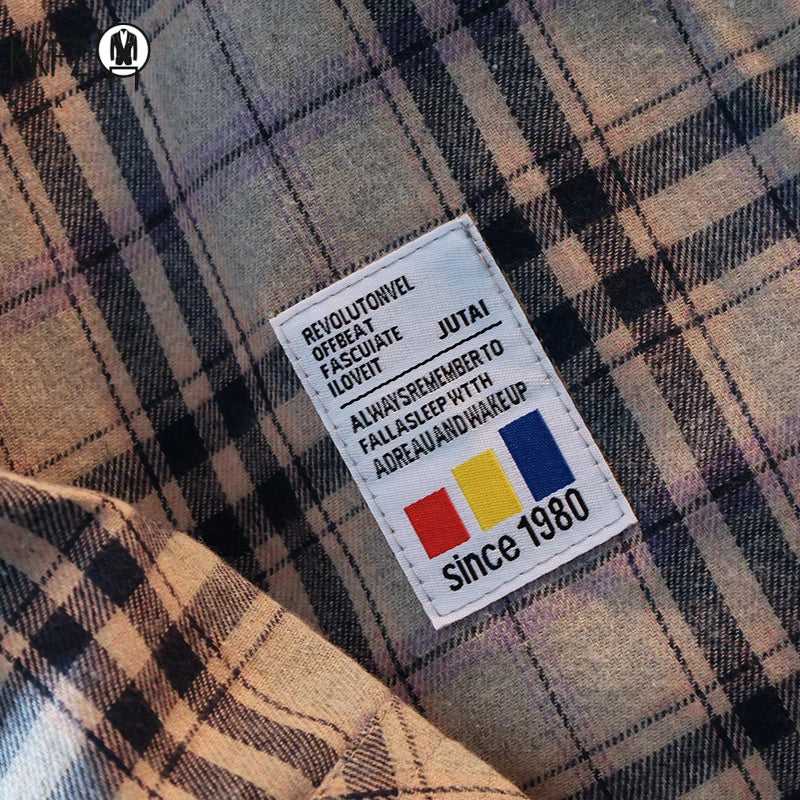 Classic Casual Plaid Overshirt Men Button Front Lapel Single Pocket Long Sleeve Basic Street Layered Fashion Top