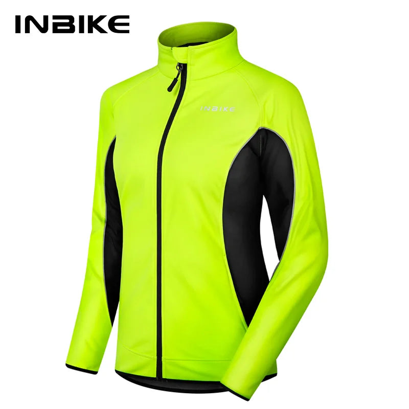 INBIKE Winter Women Cycling Jackets Thermal Fleece Biking Clothes Bicycle Road Bike Windbreaker MTB Reflective Jacket  for Women