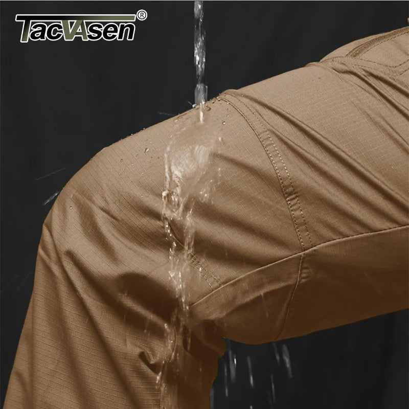 TACVASEN Zipper Pockets Pants Safari Clothing Men‘s Outdoor Cargo Pants Hiking Combat Trousers Ripstops Work Pants Field Male