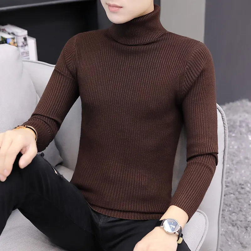 2026 New Men's Burgundy High-Neck Sweater, Winter Black Thermal Pullover Sweaters, Available in Blue, White, Yellow, Green, Gray