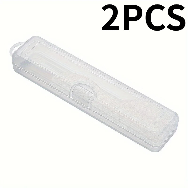 2pcs Transparent Flip Cover Portable Storage Box,Portable makeup box,Makeup Brush Holder,Eyebrow Pencil Toothbrush Organizer
