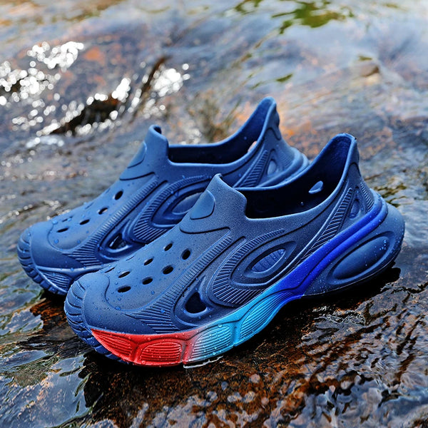 Rainbow-colored Soft Comfort Rubber Beach Sandals Mens Clogs Garden Shoes Indoor Outdoor Water Shoes Fishing Zuecos Hombre