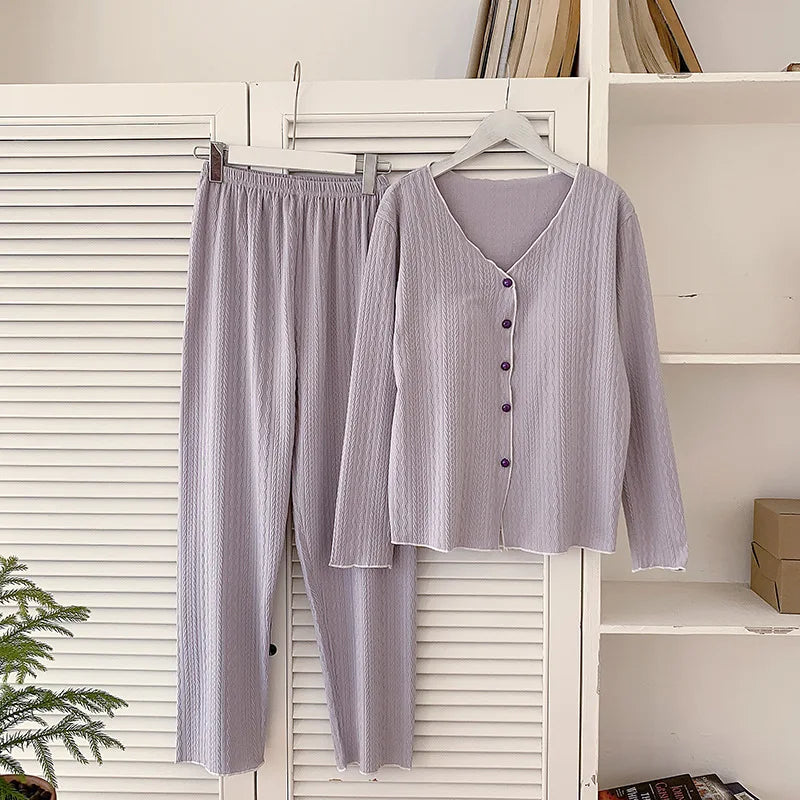 Spring and Autumn Women's Loungewear Chest Pads Home Wear Pajamas for Woman Nightwear Pyjama Set Lounge Wear Pijama Sleepwear