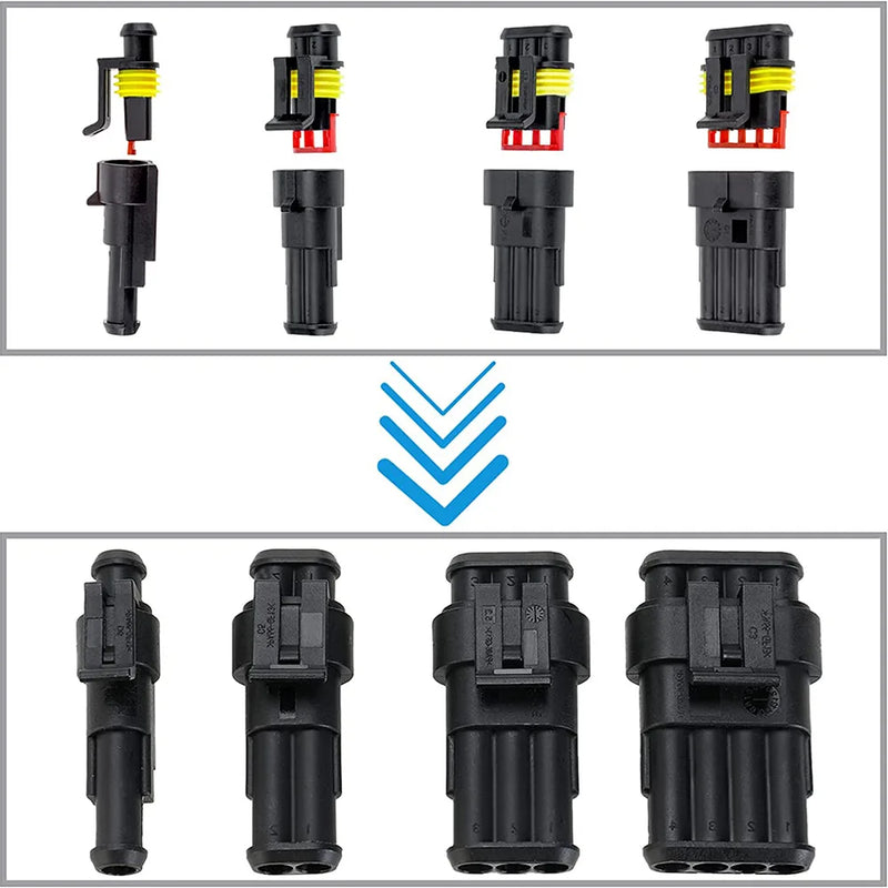 352PCS DJ1.5AMP automobile waterproof connector 1P2P3P4P6P hole HID male and female 0.85 harness plug connector kit