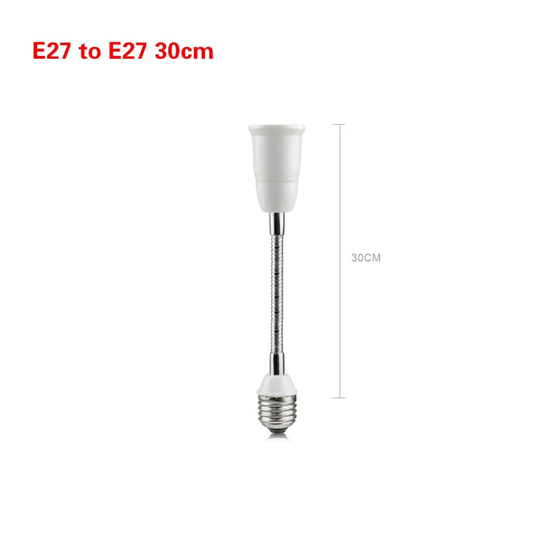 ឧបករណ៍ភ្ជាប់ចង្កៀង LED ទំហំ 20 សង់ទីម៉ែត្រ 30 សង់ទីម៉ែត្រ E26/E27 អាចបត់បែនបាន E26 ទៅ E27 ឧបករណ៍ភ្ជាប់ចង្កៀងសម្រាប់ប្តូរចង្កៀង LED