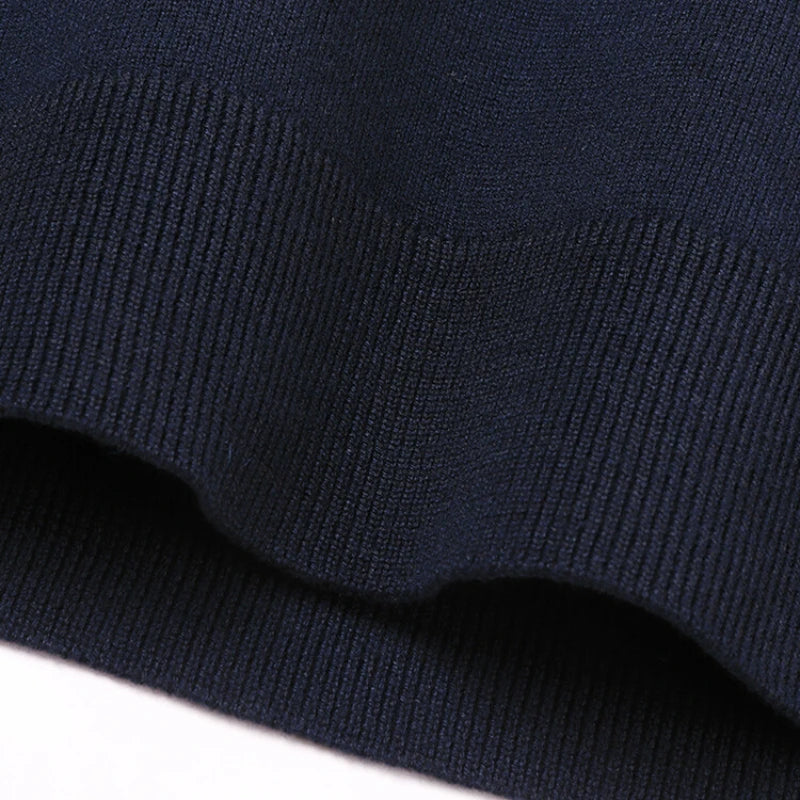 Autumn & Winter Men's Long-Sleeved Sweater,  Half Turtleneck Pullover Wool-like Business Casual Top, Half Zip Pullover