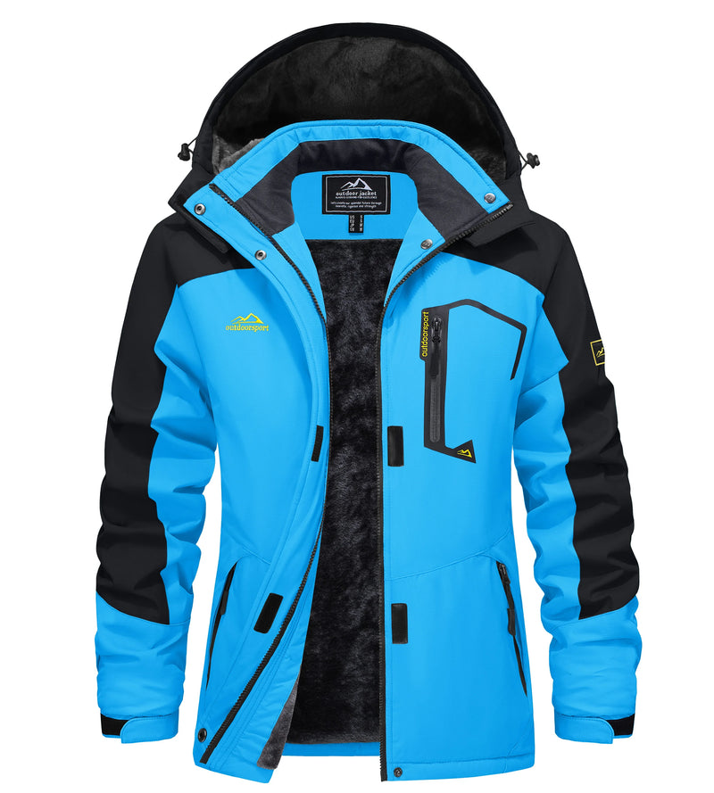 TACVASEN Women Winter Waterproof Ski Parka Jacket Thermal Fleece Windproof Casual Work Jacket Padded Snow Down Coat With Pockets
