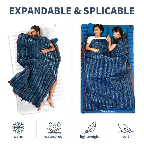 Naturehike 2025 New -18.9°C CW1000 Envelope Hooded Down Sleeping Bag 20D Waterproof Ultralight 85% Down Fill Sleeping Bag