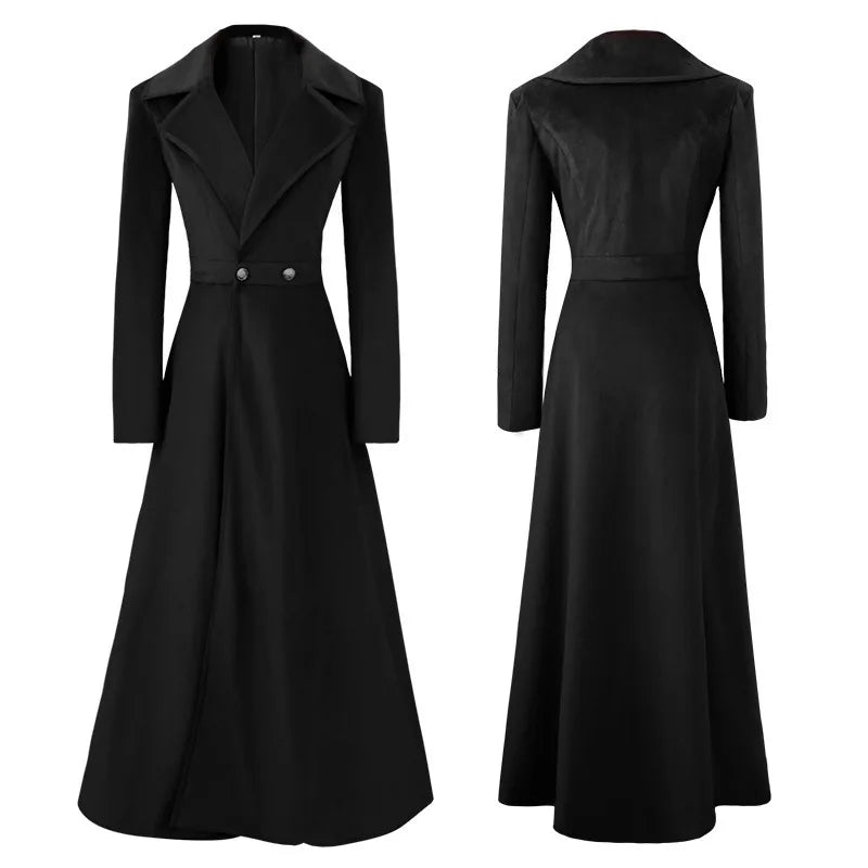 2026 Spring New Arrivals: Women's Red Long-Sleeve Trench Coat, Blue V-Neck Long Jacket, Black Vintage Overcoat.