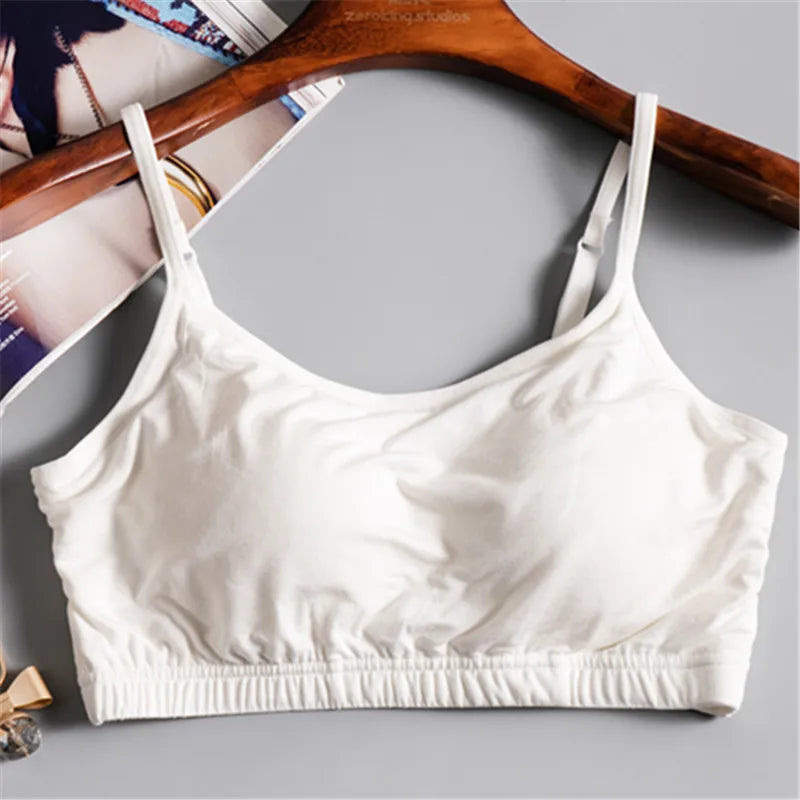 Modal Rimless Bra Underwear Nightwear Women's Tube Top Chest Pad Integrated Small Sling Vest One Piece Sleepwear Pajamas