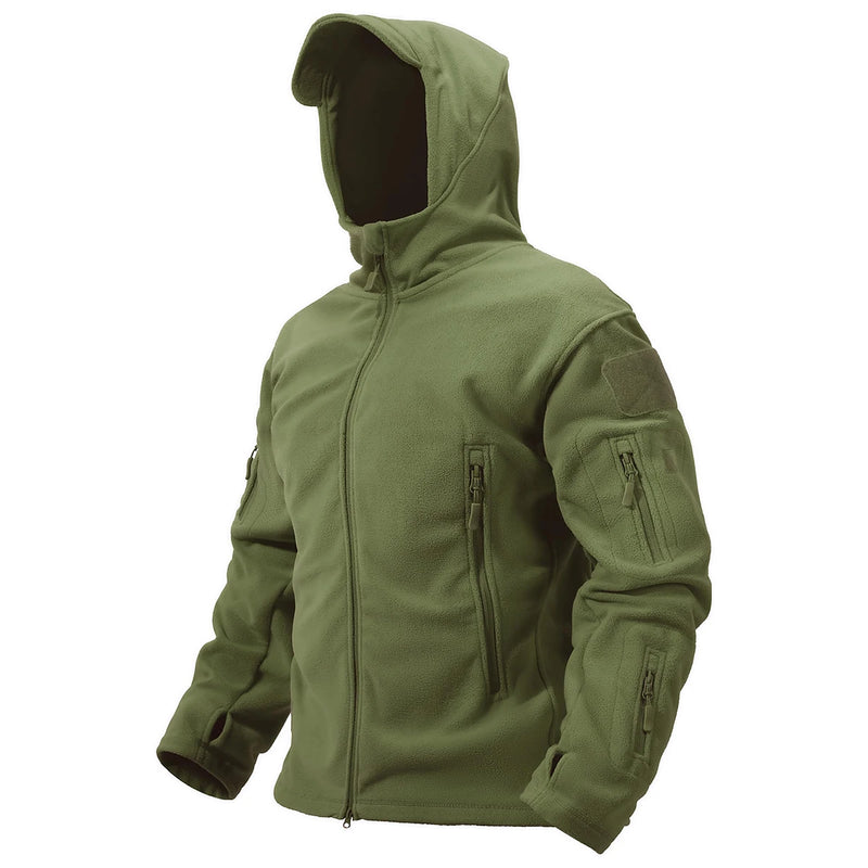 TACVASEN Men's Hoodie Fleece Jacket Fall Winter Warm Full-Zip Outdoor Hiking Working Camping Coat with Multiple Zippered Pockets