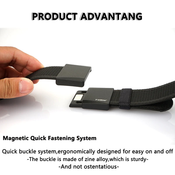 TUSHI Elastic Belt for Men Magnetic Buckle Alloy Quick Release Buckle Unisex Hiking Belt Military Tactical Belt Stretch Girdle