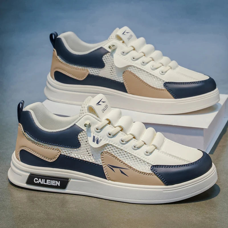 Men's slip on hollow casual shoes summer new breathable lightweight soft-sole outdoor walking shoes fashion sports board shoes