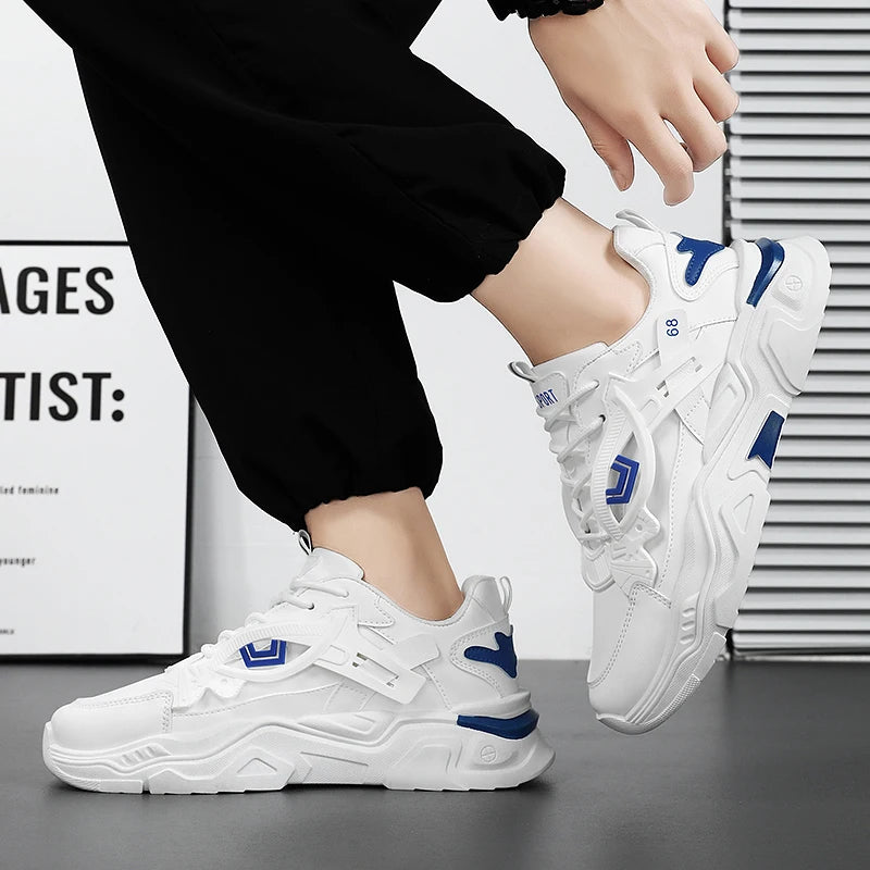 Student height increasing shoes four season thick soled men's casual sports shoes soft soled comfortable outdoor running shoes