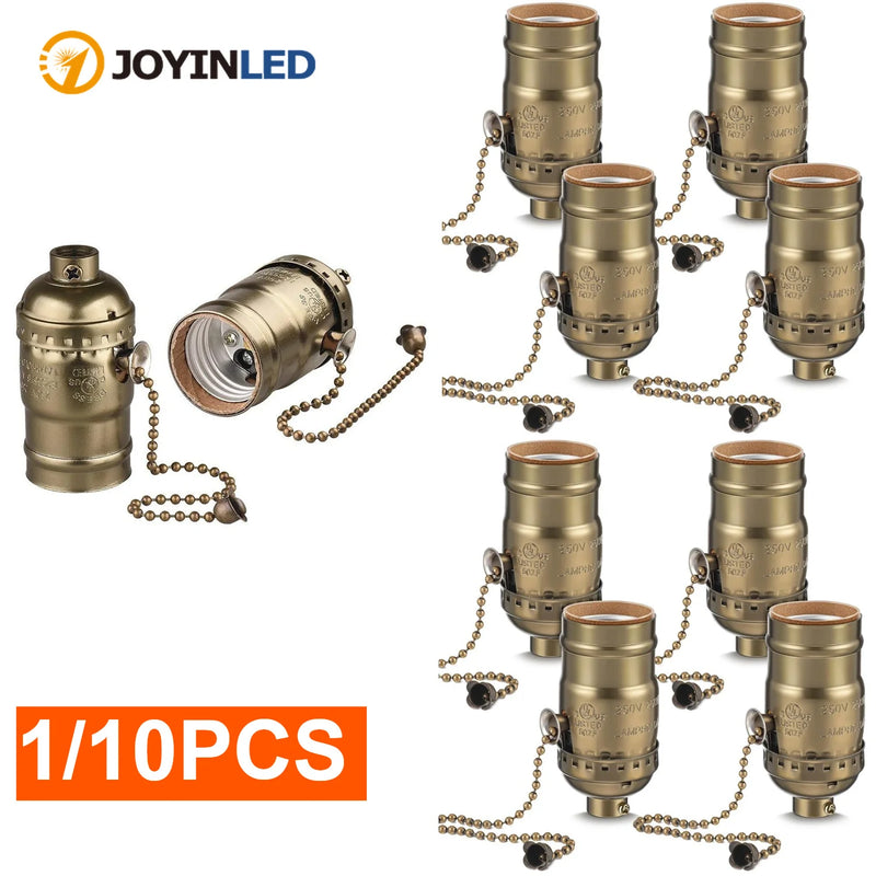 រន្ធ ខ្សែ ទាញ ស្ពាន់ JOYINLED 1/10 ដុំ, ស្ពាន់ បុរាណ , ខ្សែ ទាញ, មុខងារ បើក/បិទ, សំបក ខ្សែ ស្រោប Uno, ជើង ចង្កៀង E27