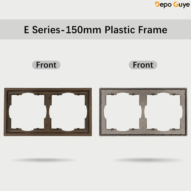 Brown EU Russia Socket with USB TypeC+A Double French 1 2 Gang TV Computer CAT6 Switch DIY Function Parts Plastic Frames