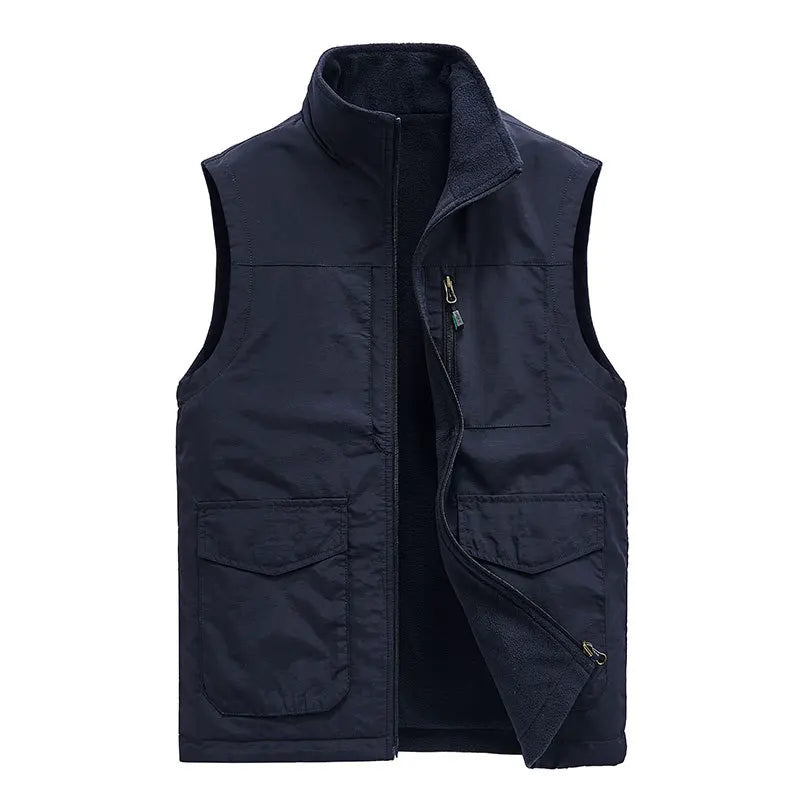 Men's Sleeveless Vest Jacket for Fall and Winter, Travel, Leisure, and Fishing Wear. Green, Khaki, Gray, Black, Red, Blue Coat.