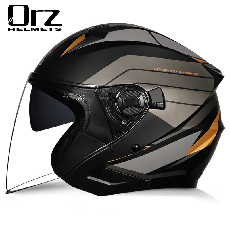 ORZ motorcycle helmet, half face, double mirror, all season men's and women's fashion, half helmet, all season universal