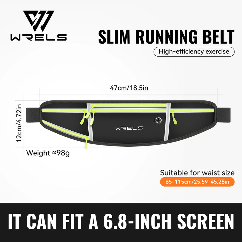 WRELS Outdoor Waterproof Invisible Sports Waist bag Belt Fitness Professional Multifunction Slim Running Belt for Hiking Travel