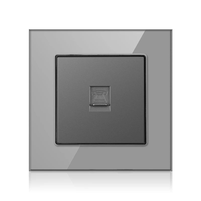 Cat6 Rj45 Wall Socket Network Socket With TV Wall Data Double Socket Telephone Tempered Glass Panel Computer Wall Net Outlet