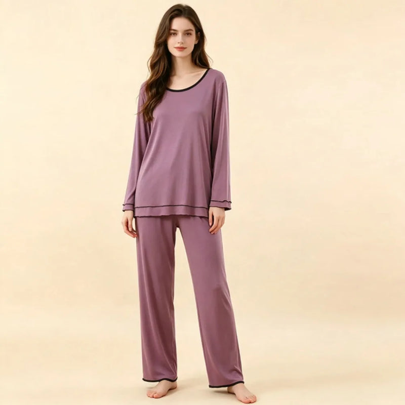Modal Two-piece Women's Pajamas for Lady Pijama New Spring Autumn Long Sleeve Home Wear Nightwear Woman Sleepwear Pyjama Set