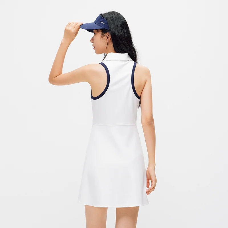 Semir Women Dress Pleated Color Block Polo Collar Minimalist Sporty Tank Mini 2026 Summer Casual Top