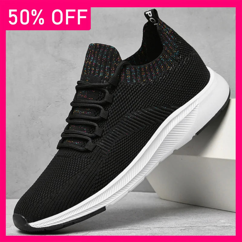 Men Walking Shoes Trendy Mesh Breathable Comfort Summer Running Shoes 2026 New Height Increasing Soft Soled Tennis Shoes for Men
