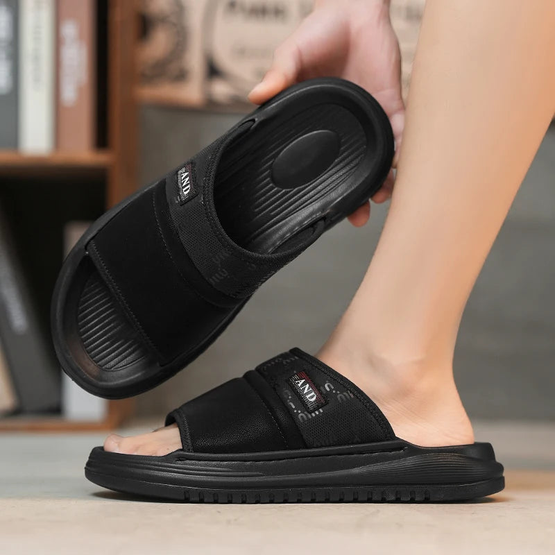 Men's one strap slides slippers summer breathable light anti slip comfort outdoor beach walking soft sole youth casual slippers