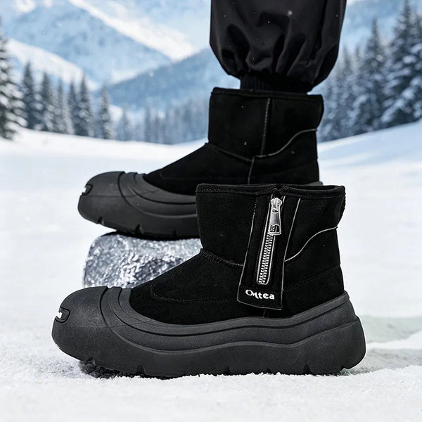 Men women's padded casual snow boots winter new warm plush high-top cotton boots couples outdoor non-slip comfort walking boots