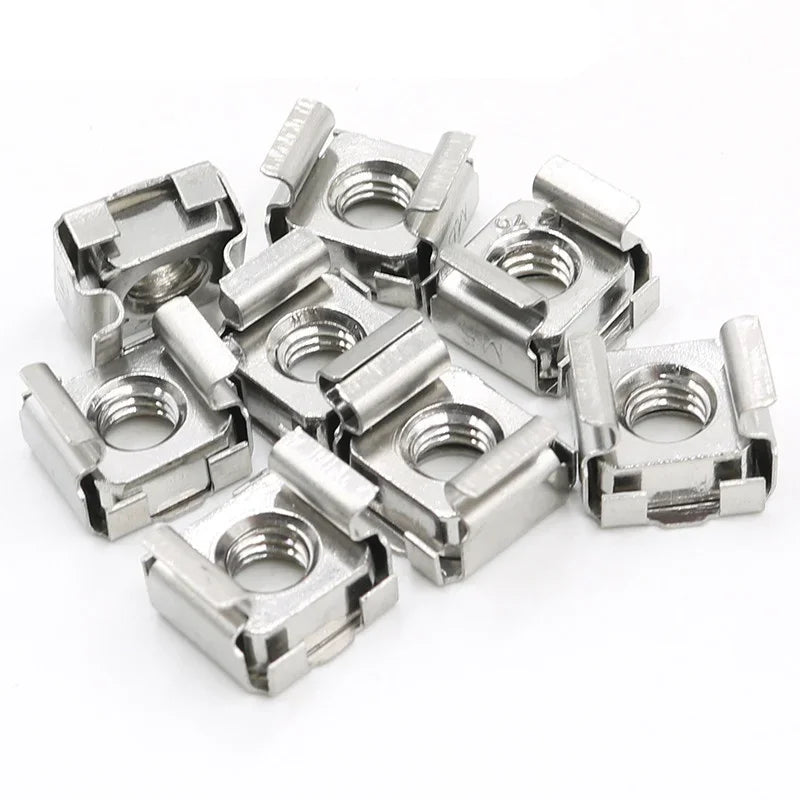 M4 M5 M6 M8 M10 M12 A2-70 304 Stainless Steel Square Clip Floating Cage Nut for Server Cabinet Shelf Rack Mount