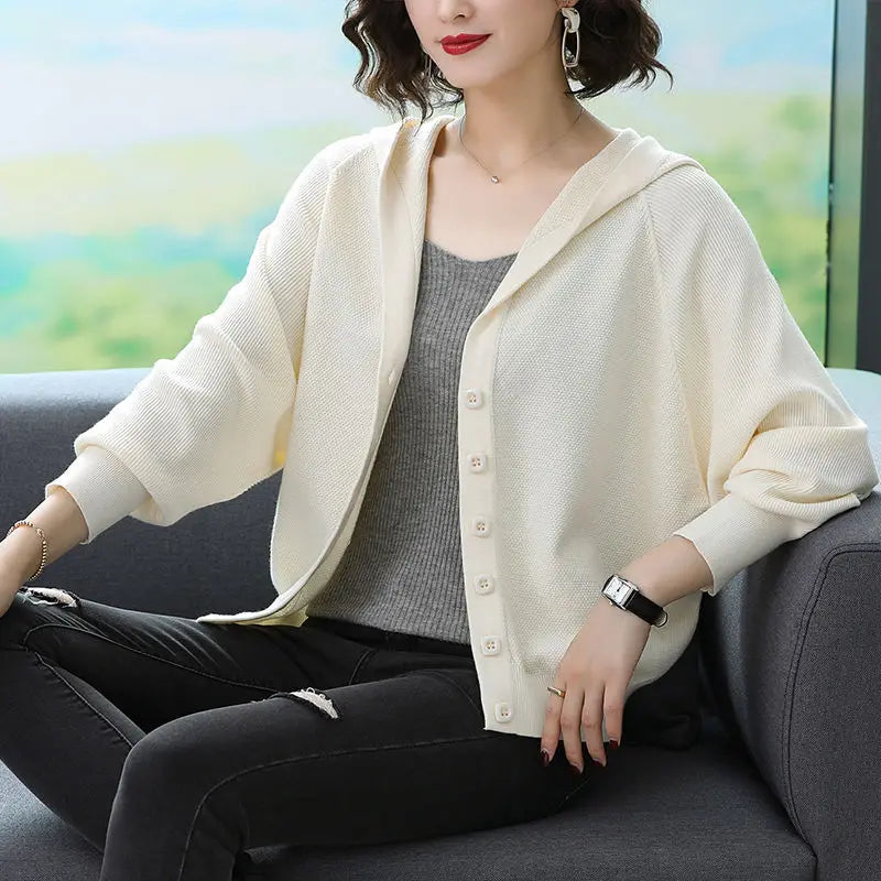 Knitted Cardigan Top Loose Fitting Sweater Jacket Spring Autumn Womens Clothing Korean Version Hoodie Warm Knitwears Coat