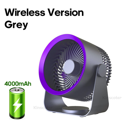 Home Air Circulation Fan 4000mah Silent Multifunctional Wall Fan Air Conditioning 3 Speeds Ventilator For Bedroom Kitchen Office 4000mAh Grey