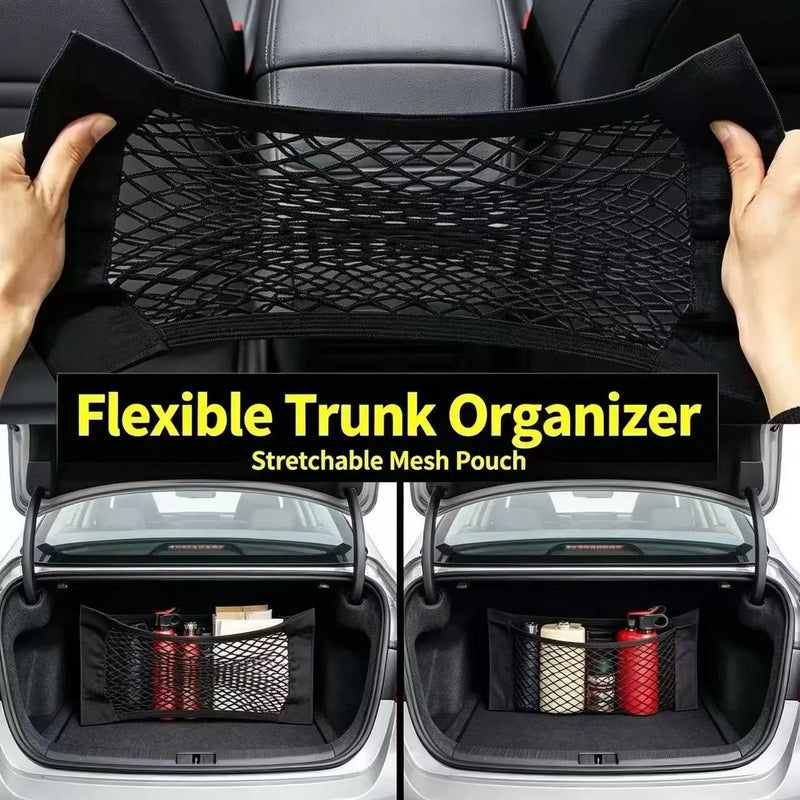Velcro Car Trunk Storage Net Bag - Universal Fixing Artifact for Vehicle Trunk Supplies Organizer Bag
